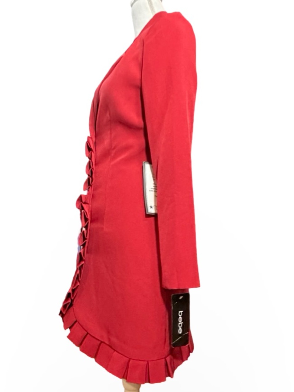 Bebe "Rio Red" Ruffle Hem Blazer Dress XS‎ - Picture 9 of 12